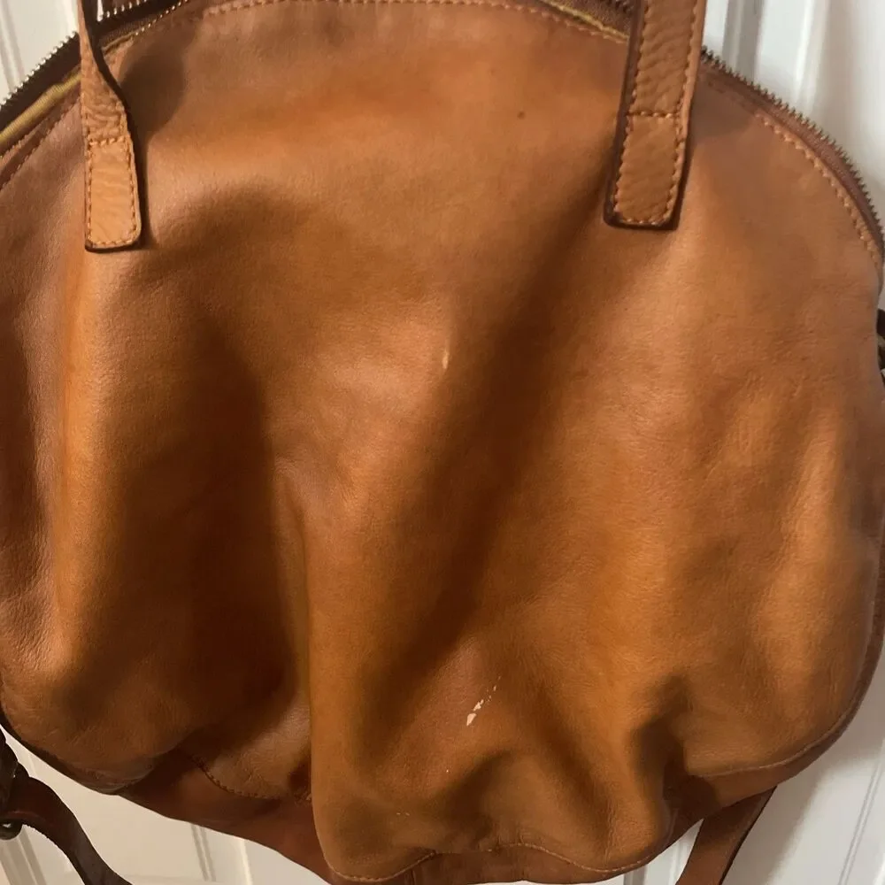 Sundance Made In Italy Woven Leather Round Bag Crossbody Purse In Brown RARE
